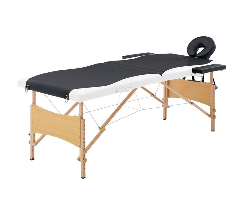 Table De Massage Pliable 2 Zones Bois Noir Et Blanc