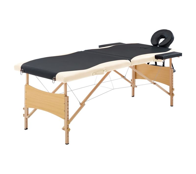 Table De Massage Pliable 2 Zones Bois Noir Et Beige