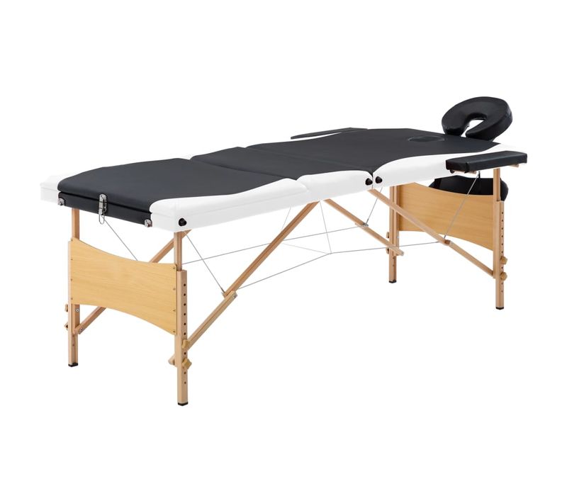 Table De Massage Pliable 3 Zones Bois Noir Et Blanc