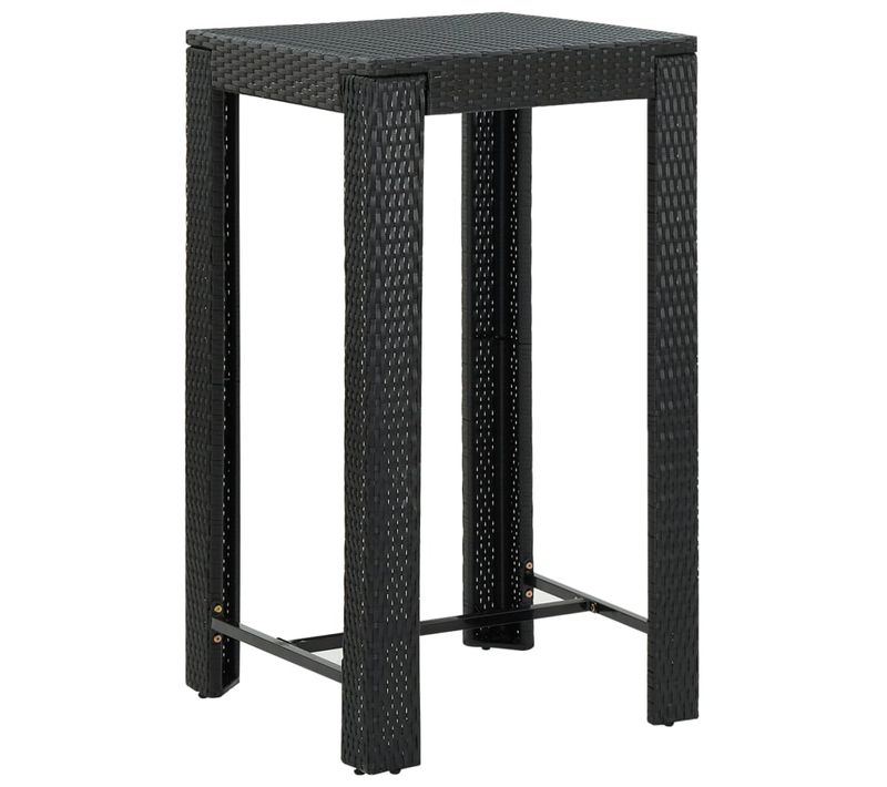 Table De Bar De Jardin Noir 60,5x60,5x110,5 Cm Résine Tressée