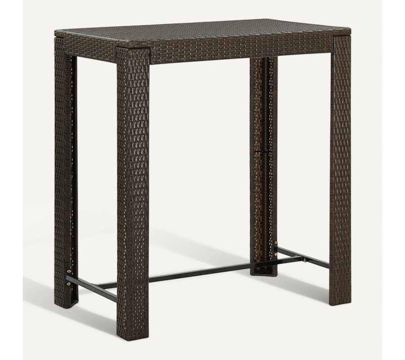 Table De Bar De Jardin Marron 100x60,5x110,5 Cm Résine Tressée