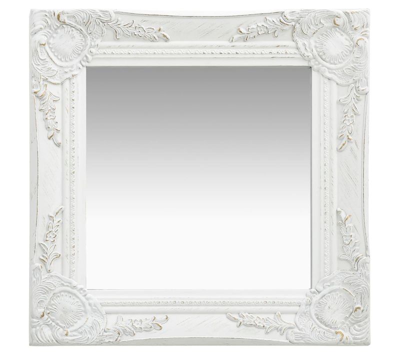 Miroir Mural Style Baroque 40x40 Cm Blanc