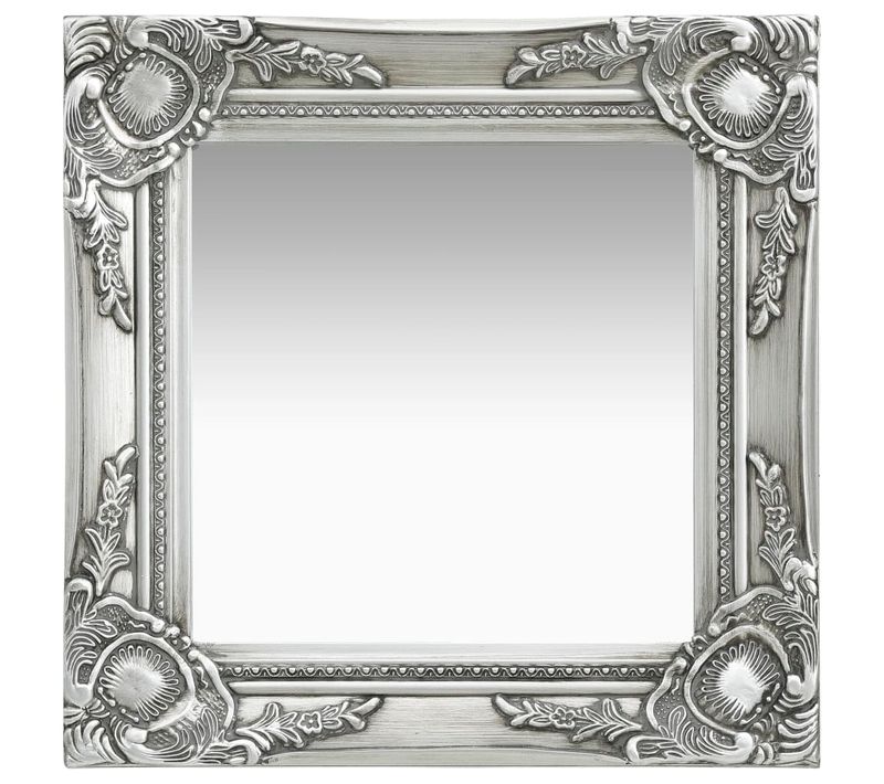 Miroir Mural Style Baroque 40x40 Cm Argenté