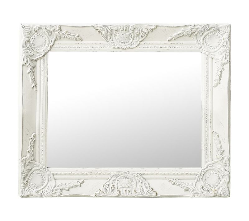 Miroir Mural Style Baroque 50x40 Cm Blanc