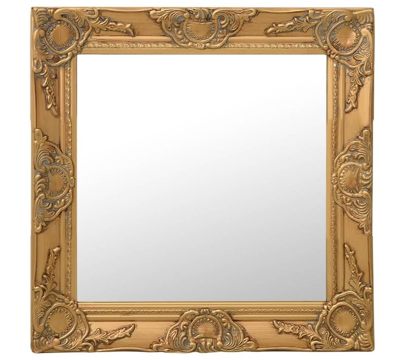Miroir Mural Style Baroque 50x50 Cm Doré