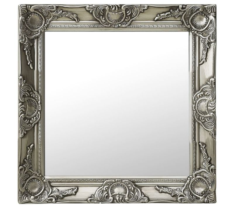 Miroir Mural Style Baroque 50x50 Cm Argenté