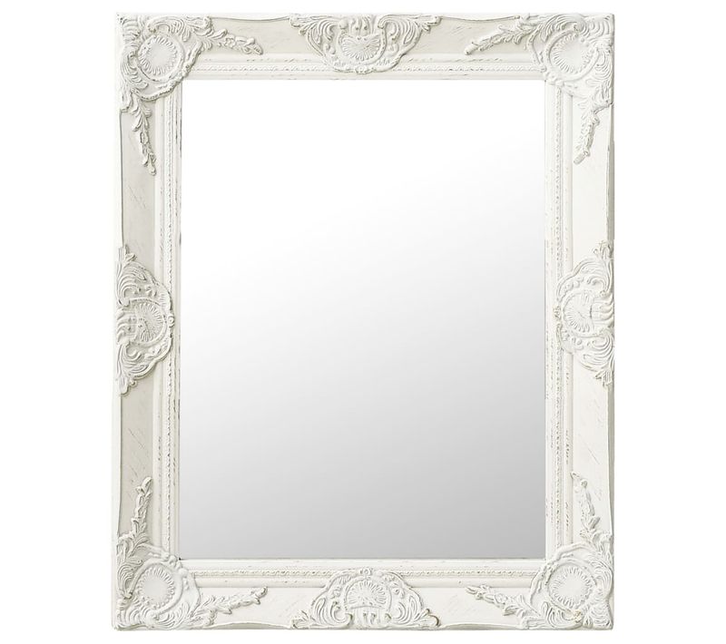 Miroir Mural Style Baroque 50x60 Cm Blanc