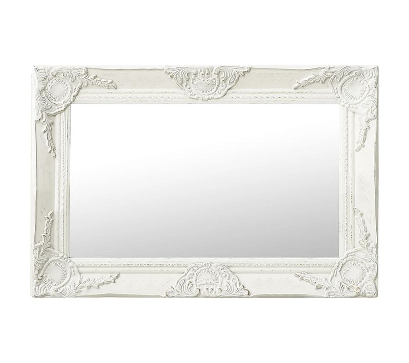 Miroir Mural Style Baroque 60x40 Cm Blanc