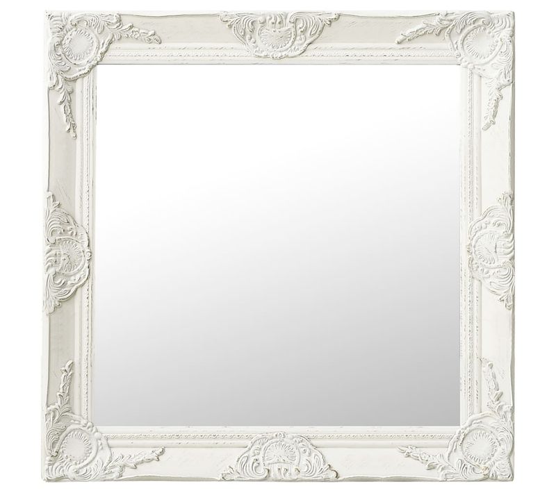 Miroir Mural Style Baroque 60x60 Cm Blanc