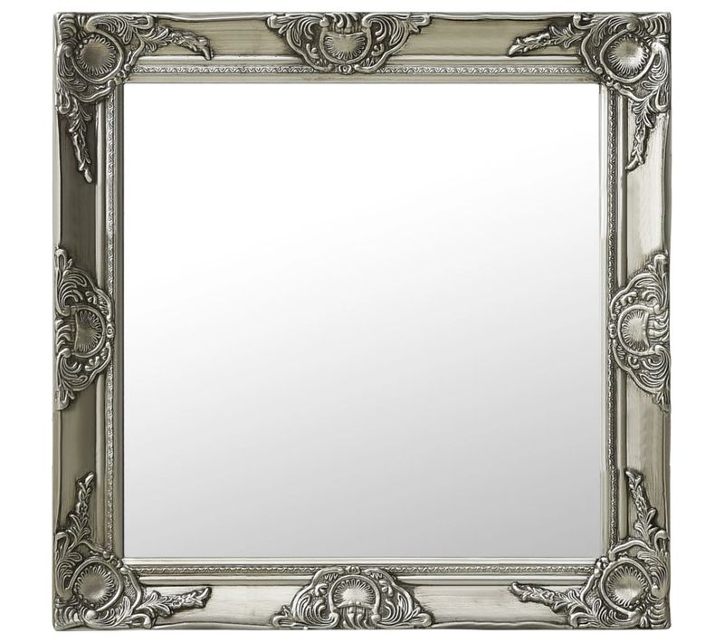 Miroir Mural Style Baroque 60x60 Cm Argenté