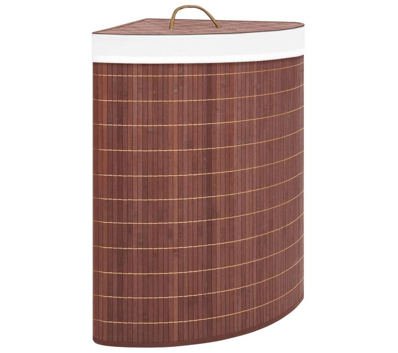 Panier à Linge Avec 2 Sections Bambou Gris 72 L Bois Contreplaqué