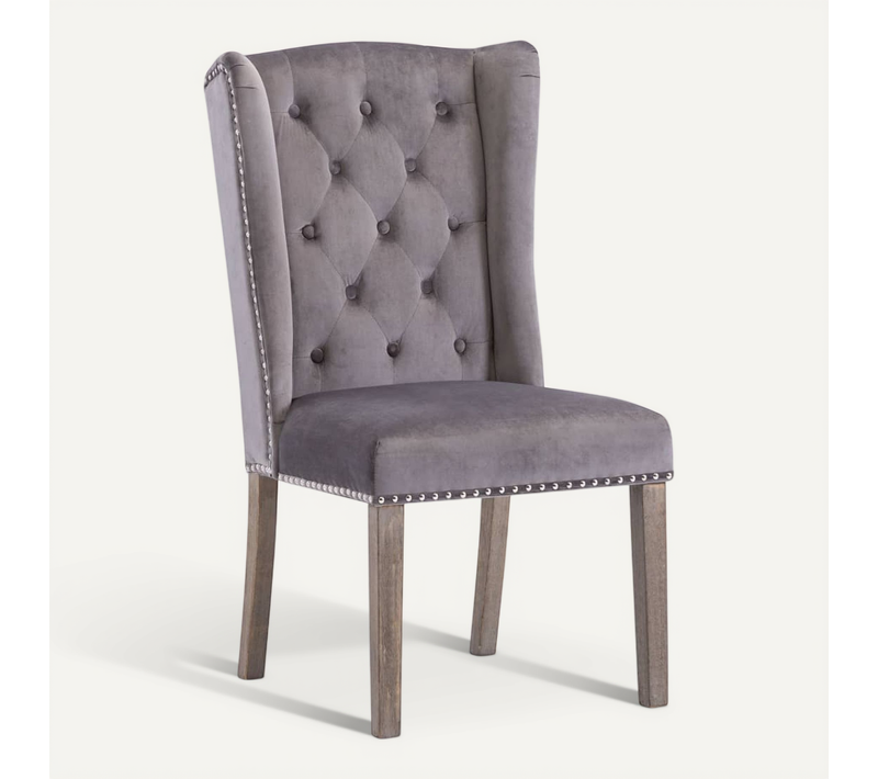 Chaise À Manger Gris Velours