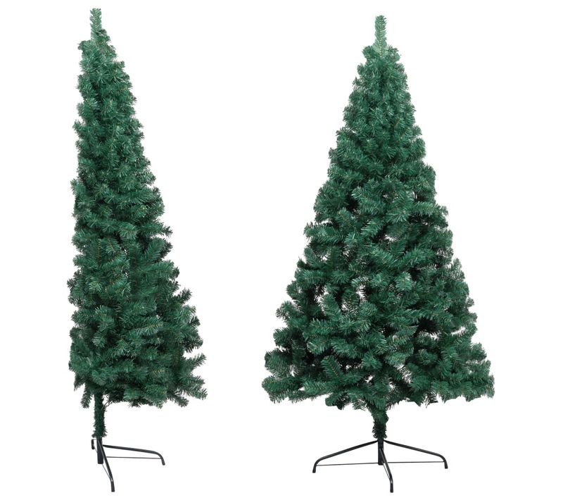 Sapin De Noël Artificiel Moitié Avec Support Vert 210 Cm Pvc
