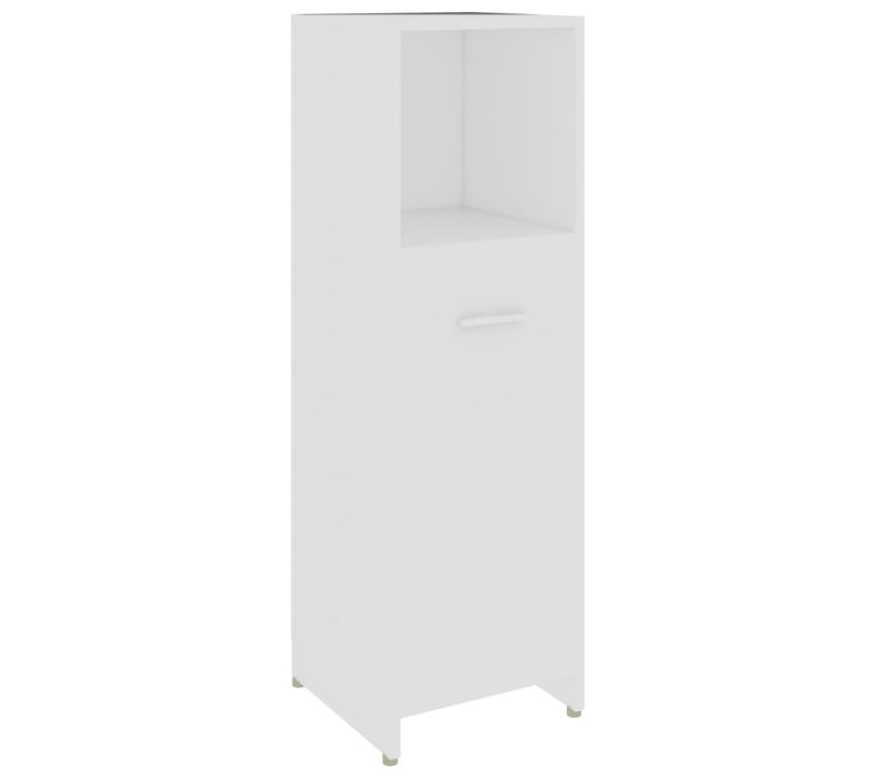 Armoire De Salle De Bain 1 Porte 3 Compartiments Bois Contreplaqué Blanc