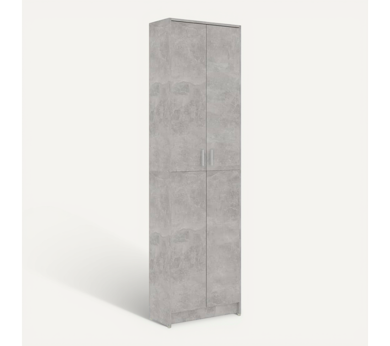 Armoire D'entrée 55x25x189 Cm Avec 5 Compartiments Gris Béton Moderne