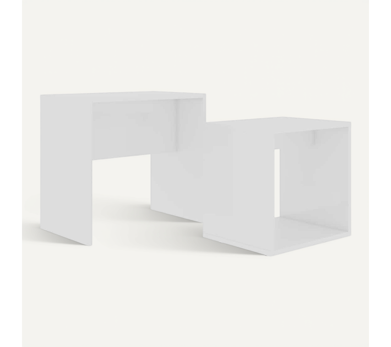 Ensemble De Table Basse Blanc 48x30x45 Cm Bois Contreplaqué