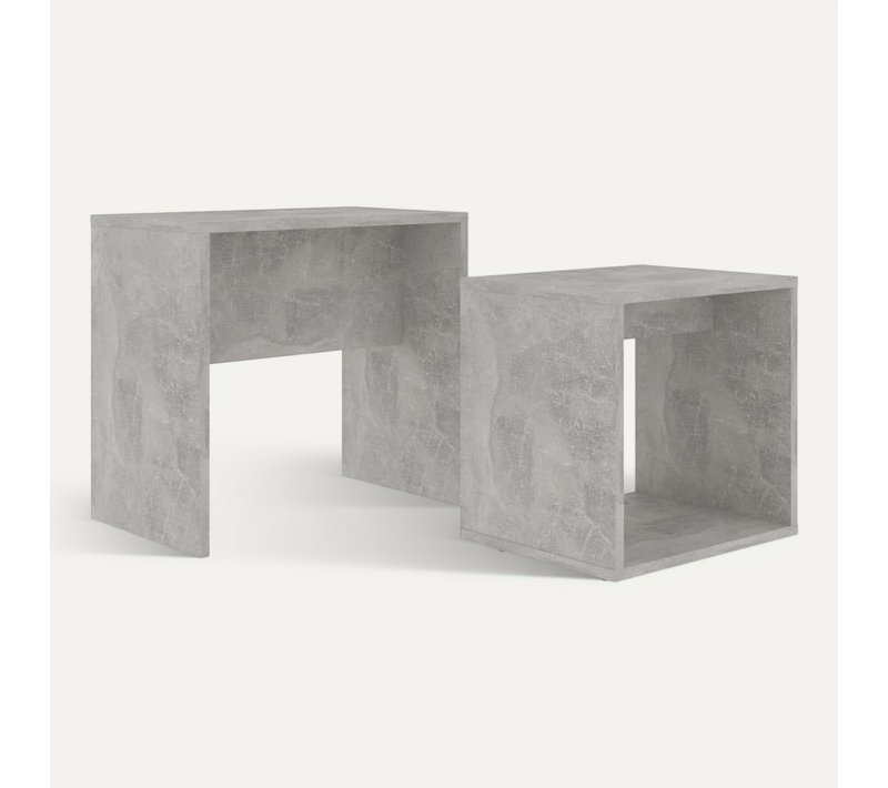 Ensemble De Table Basse Gris Béton 48x30x45 Cm Bois Contreplaqué