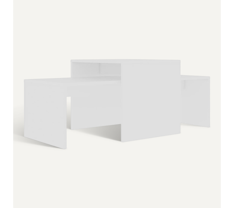 Ensemble De Tables Basses Blanc 100x48x40 Cm Bois Contreplaqué