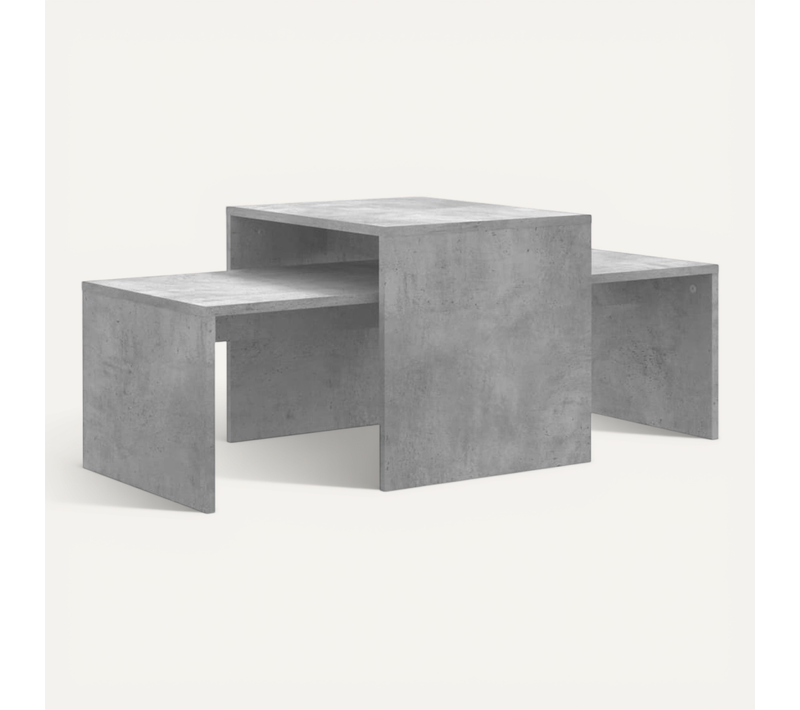 Ensemble De Tables Basses Gigogne Gris Béton 100x48x40 Cm Bois D'ingénierie Tables D'appoint