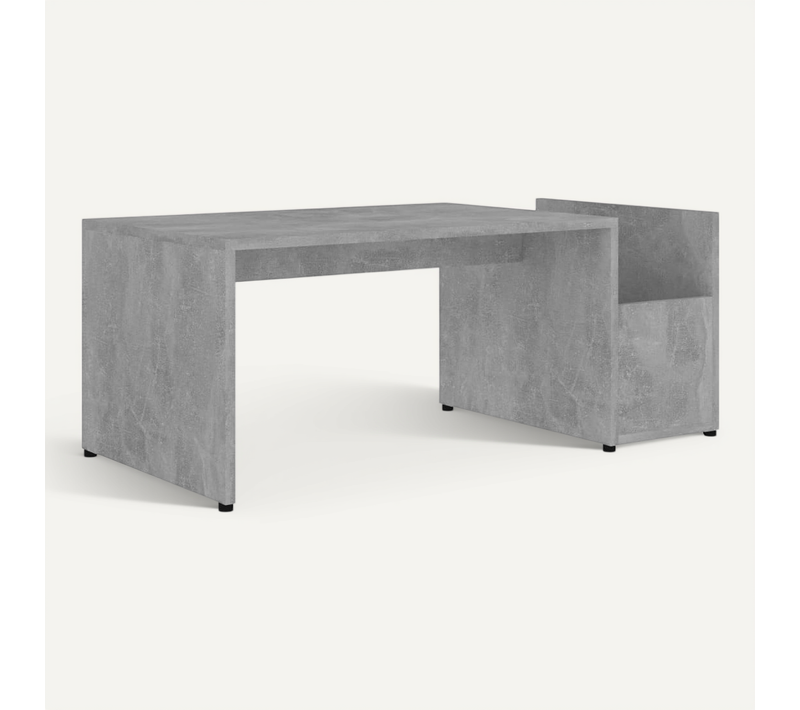 Table Basse Gris Béton 90x45x35 Cm Bois Contreplaqué