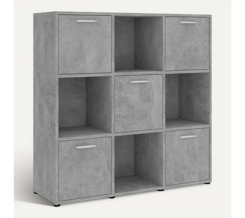 Bibliothèque Gris Béton 90x30x90 Cm Bois Contreplaqué