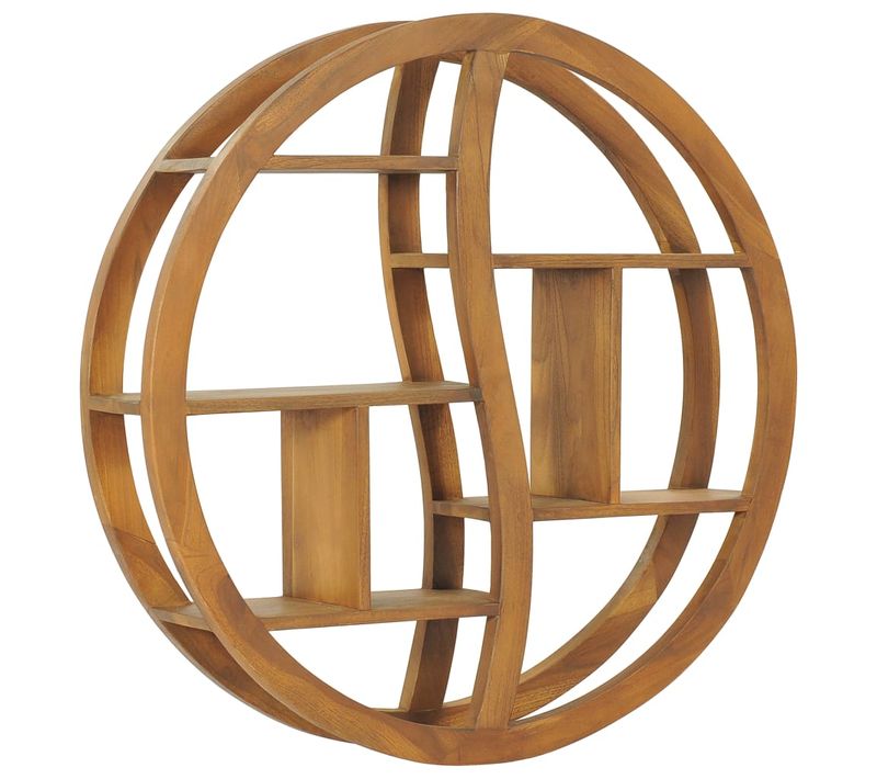 étagère Murale Yin Yang 80x17,5x80 Cm Bois De Teck Massif