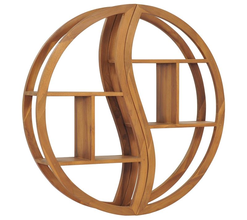 Étagère Murale Yin Yang 100x20x100 Cm Bois De Teck Massif