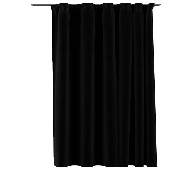 Rideau Occultant D'aspect De Lin Avec Crochets Noir 290x245 Cm