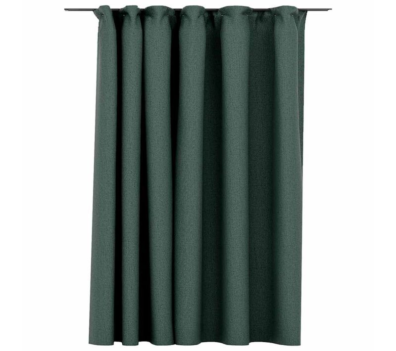 Rideau Occultant D'aspect De Lin Avec Crochets Vert 290x245 Cm