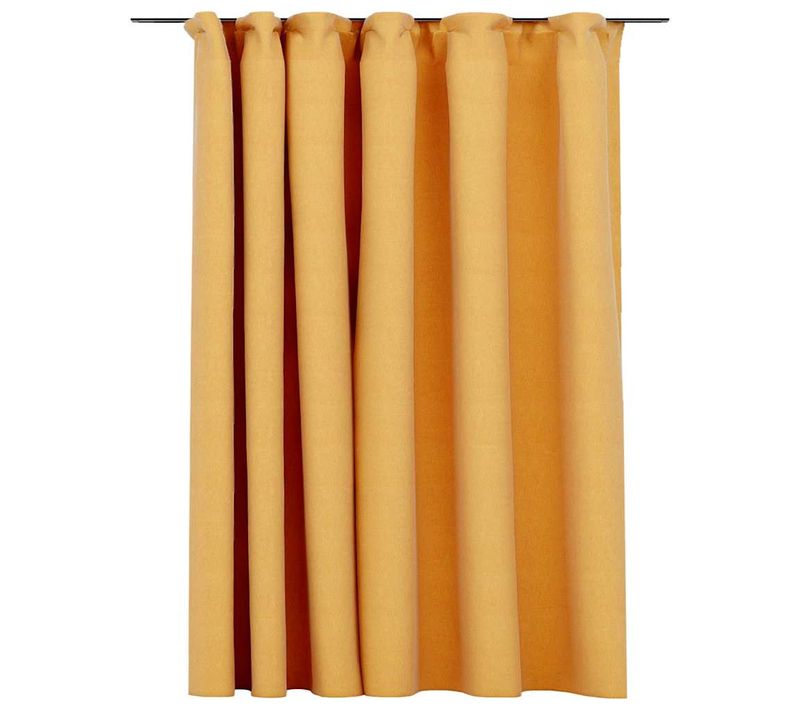 Rideau Occultant D'aspect De Lin Avec Crochets Jaune 290x245 Cm