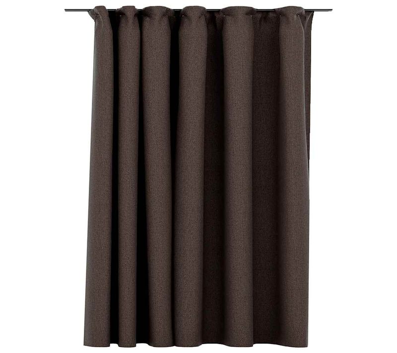 Rideau Occultant D'aspect De Lin Avec Crochets Taupe 290x245 Cm