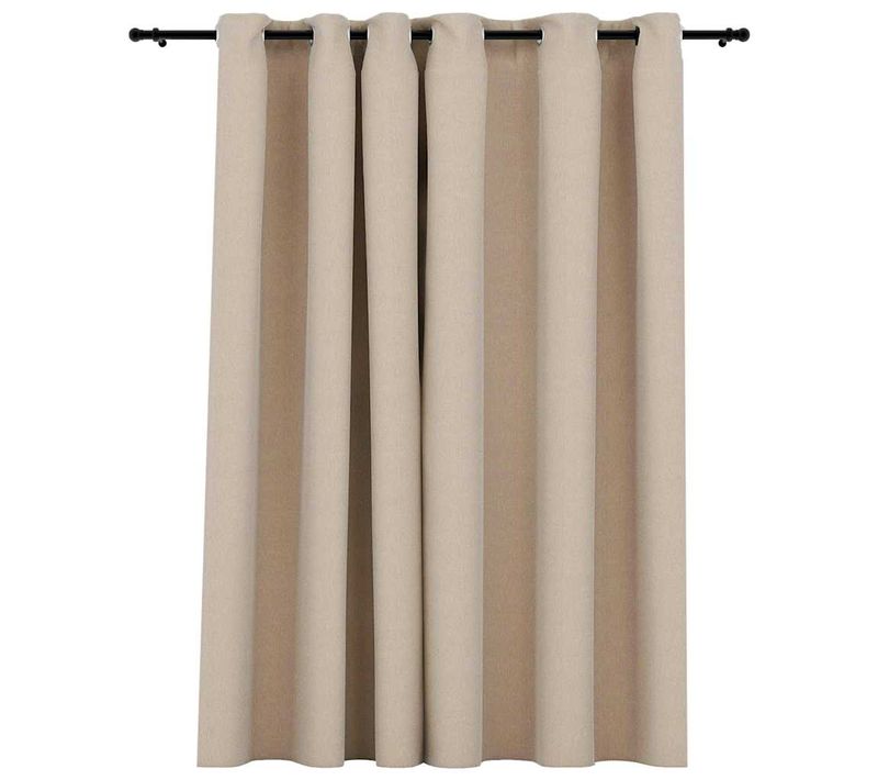 Rideau Occultant Aspect De Lin Avec Oeillets Beige 290x245 Cm
