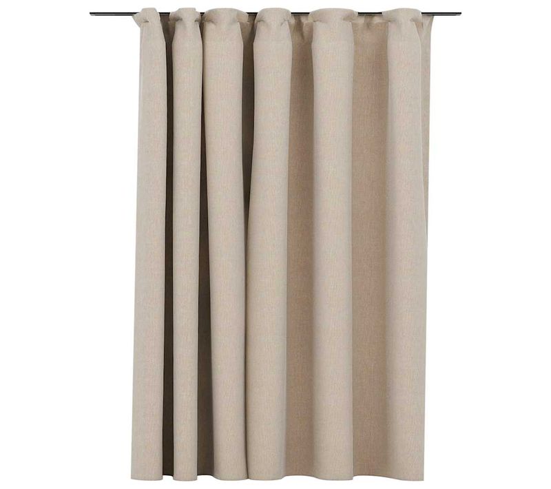 Rideau Occultant D'aspect De Lin Avec Crochets Beige 290x245 Cm