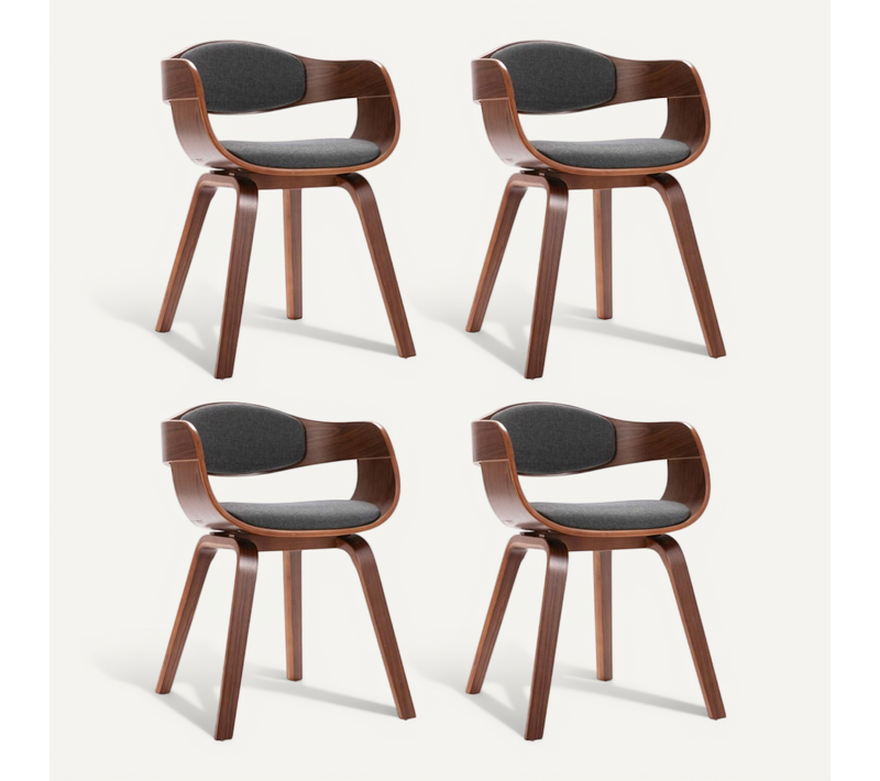 Chaises À Manger Lot De 4 Bois Courbé Et Tissu