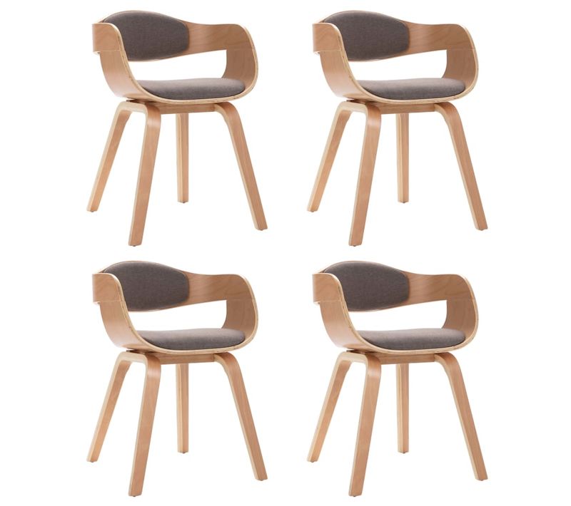 Chaises à Manger Lot De 4 Bois Courbé Et Tissu Taupe