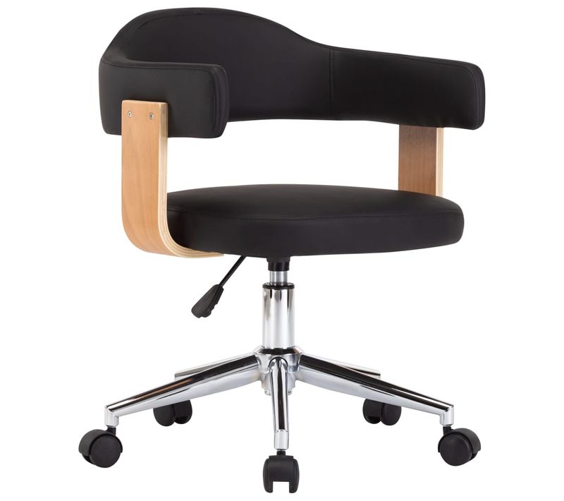 Chaise Pivotante De Bureau Noir Bois Courbé Et Simili