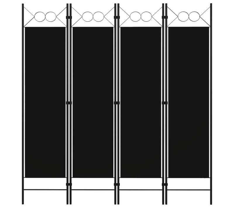 Cloison De Séparation 4 Panneaux Noir 160 X 180 Cm