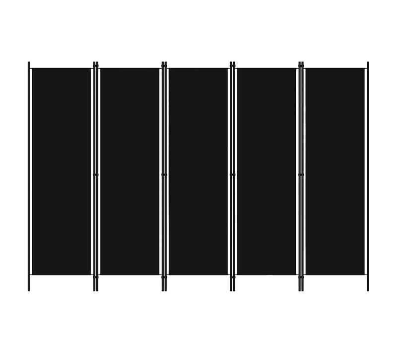 Cloison De Séparation 5 Panneaux Noir 250x180 Cm