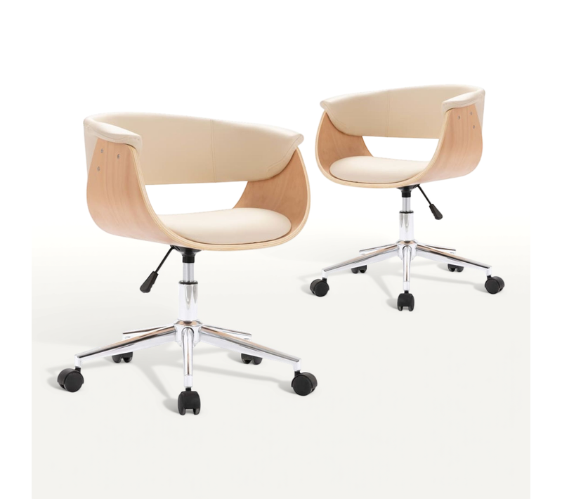 Chaises Pivotantes À Manger Lot De 2 Crème Simili