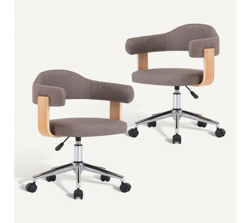 Chaises Pivotantes À Manger Lot De 2 Taupe Bois Courbé Et Tissu