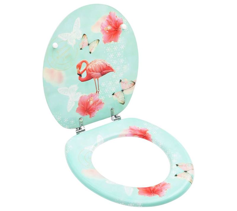 Siège De Toilette Avec Couvercle Mdf Design De Flamant