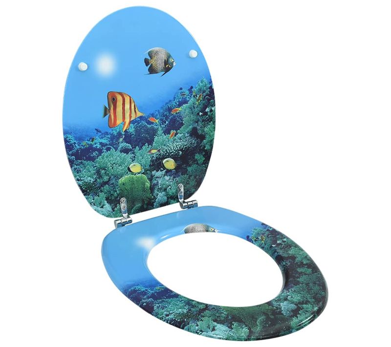 Siège De Toilette Avec Couvercle Mdf Design De Fond Marin
