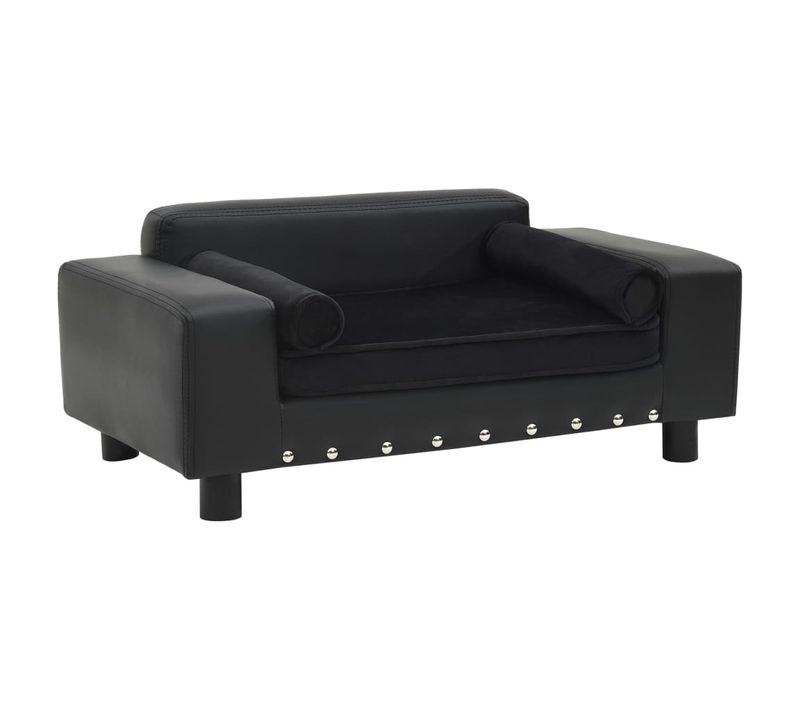 Canapé Pour Chien Noir 81x43x31 Cm Peluche Et Simili