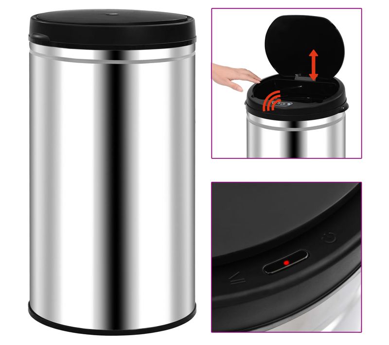Poubelle À Capteur Automatique 60 L Acier Inoxydable