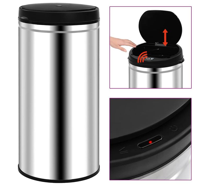Poubelle À Capteur Automatique 70 L Acier Inoxydable
