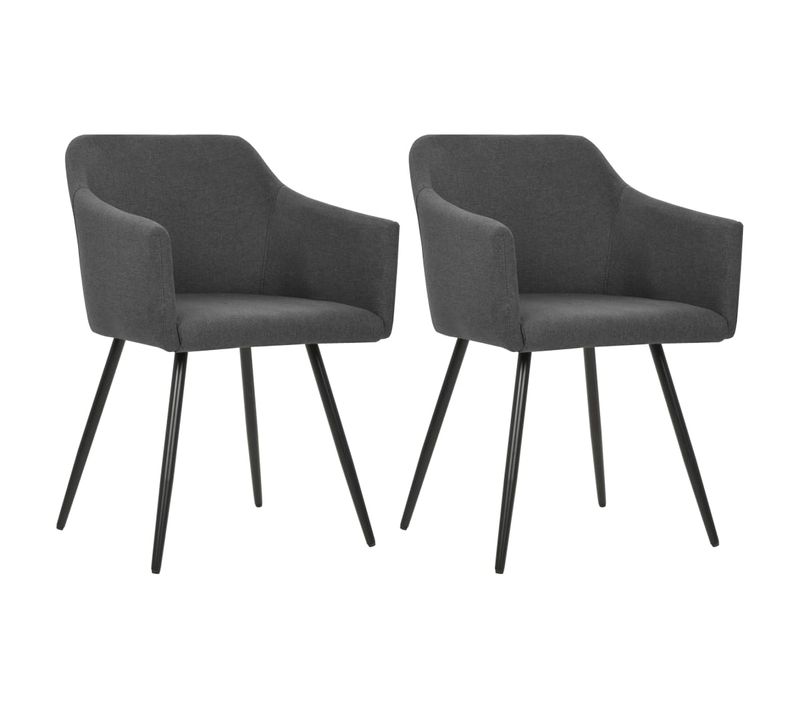 Chaises À Manger Lot De 2 Gris Foncé Tissu