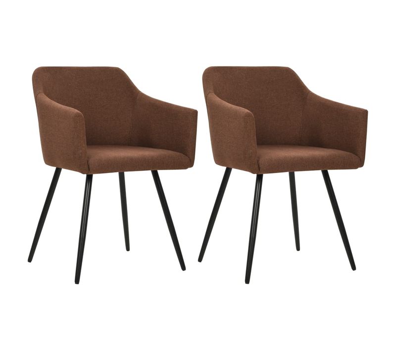 Chaises À Manger Lot De 2 Marron Tissu