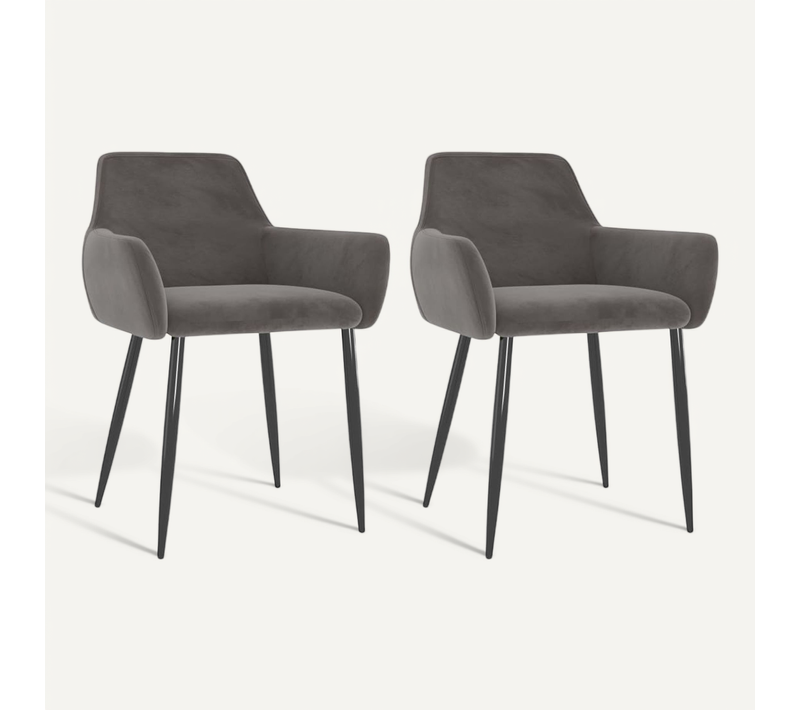 Chaises À Manger Lot De 2 Gris Foncé Velours