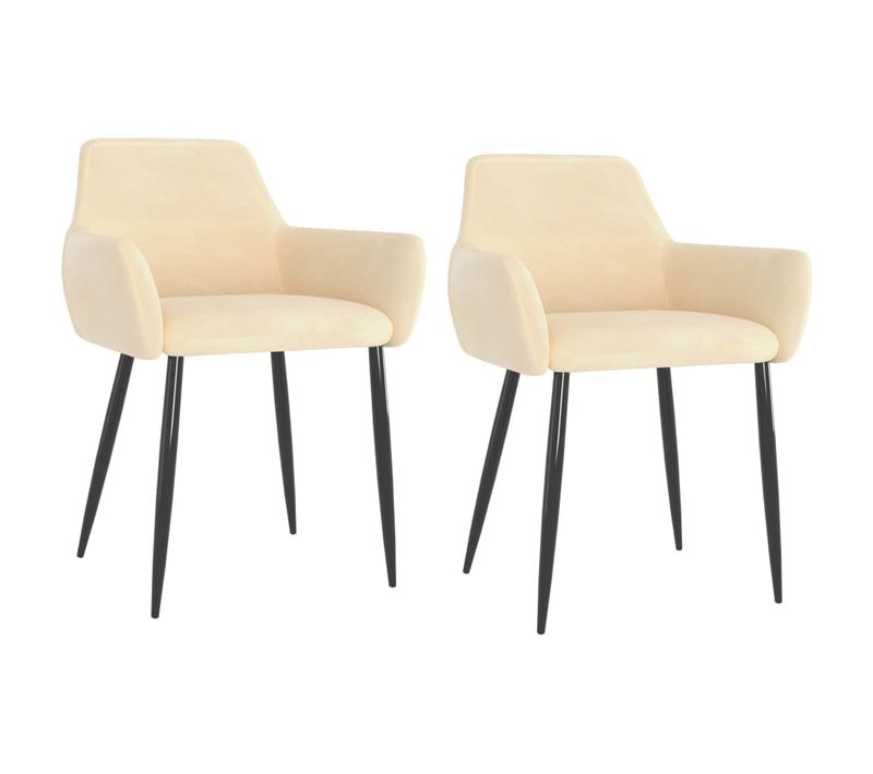 Chaises À Manger Lot De 2 Crème Velours