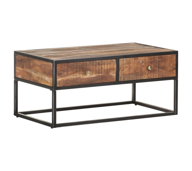 Table Basse 90x50x40 Cm Bois D'acacia Brut
